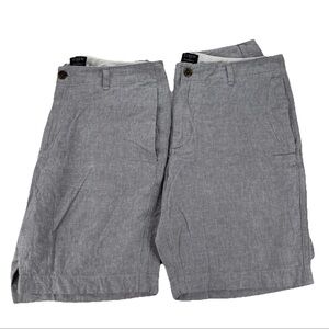 (2) J. Crew Flex Gramercy Chino Shorts Men Sz 33 X 9 Gray Flat Front Linen Blend